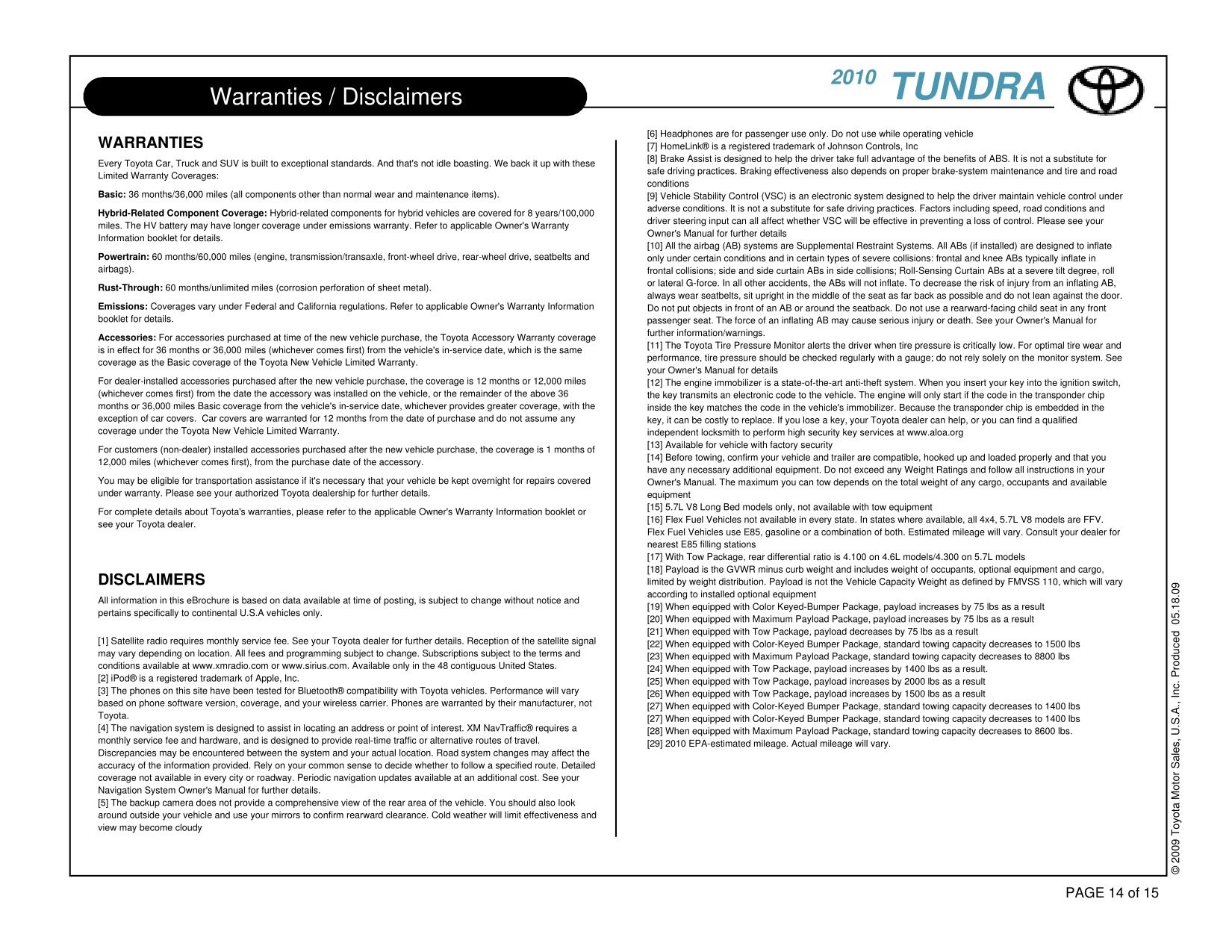 2010 Toyota Tundra CM 4x4 Brochure Page 4